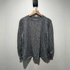 LOFT Heather Grey Knit Cotton Puff Long Sleeve Top M